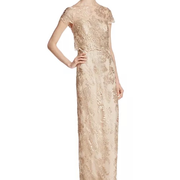 Adrianna Papell Bodice-Overlay Lace Gown - Picture 1 of 4